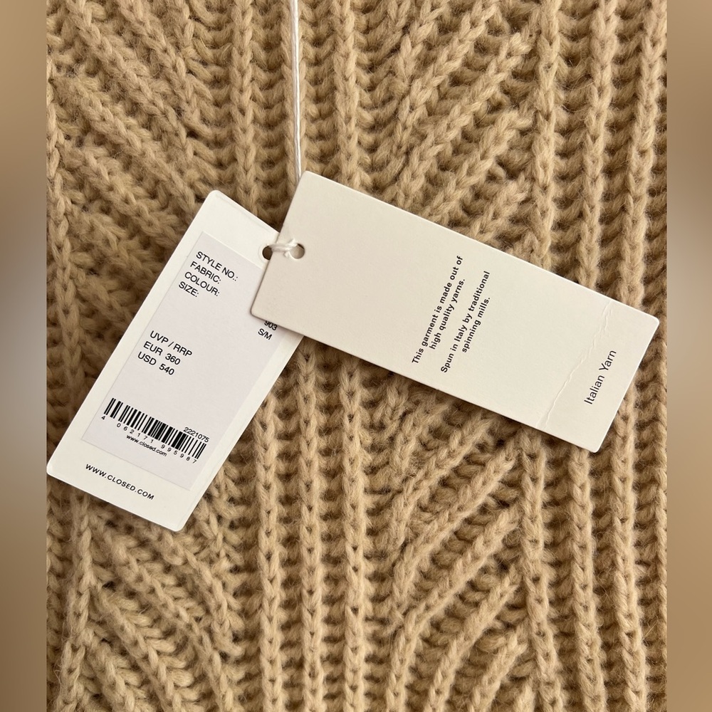 NWT $540 Closed Elegant Beige Women's Sweater poncho Alpaca Size S M Knit - Picture 7 of 12